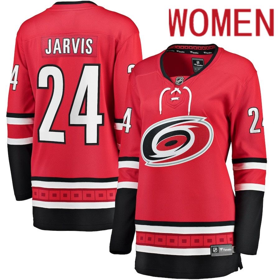 Women Carolina Hurricanes 24 Seth Jarvis Fanatics Branded Red Alternate Breakaway Player NHL Jersey
